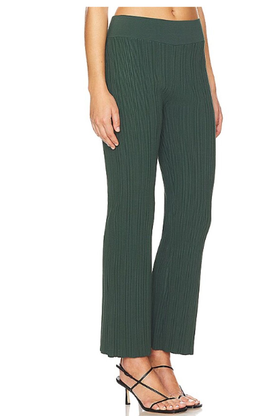 Veronica Beard NWT Green Massaro Cropped Ribbed-Knit Flare Leg Pants Sz M